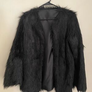 Short Black Faux Fur Coat
